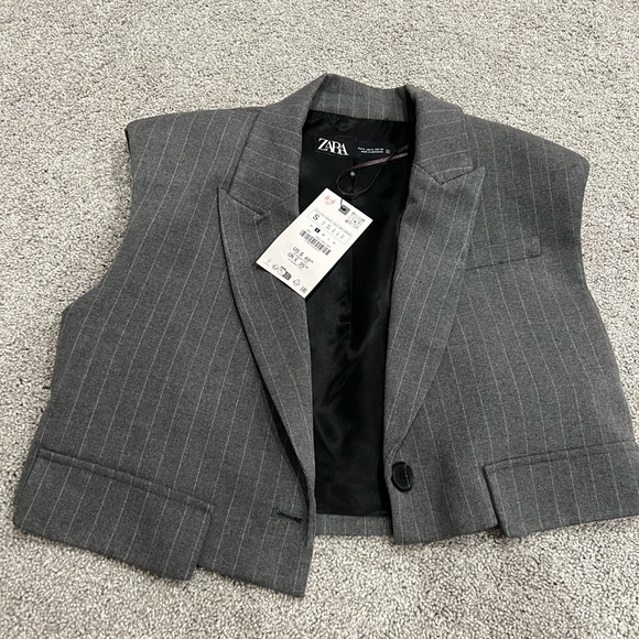 Zara Charcoal Pinstripe Vest and Pants Set - Picture 2 of 3